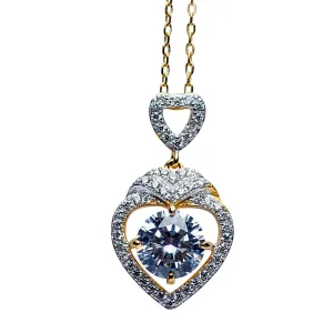 18K Yellow Gold Over Sterling Silver Crystal Heart Necklace 16"