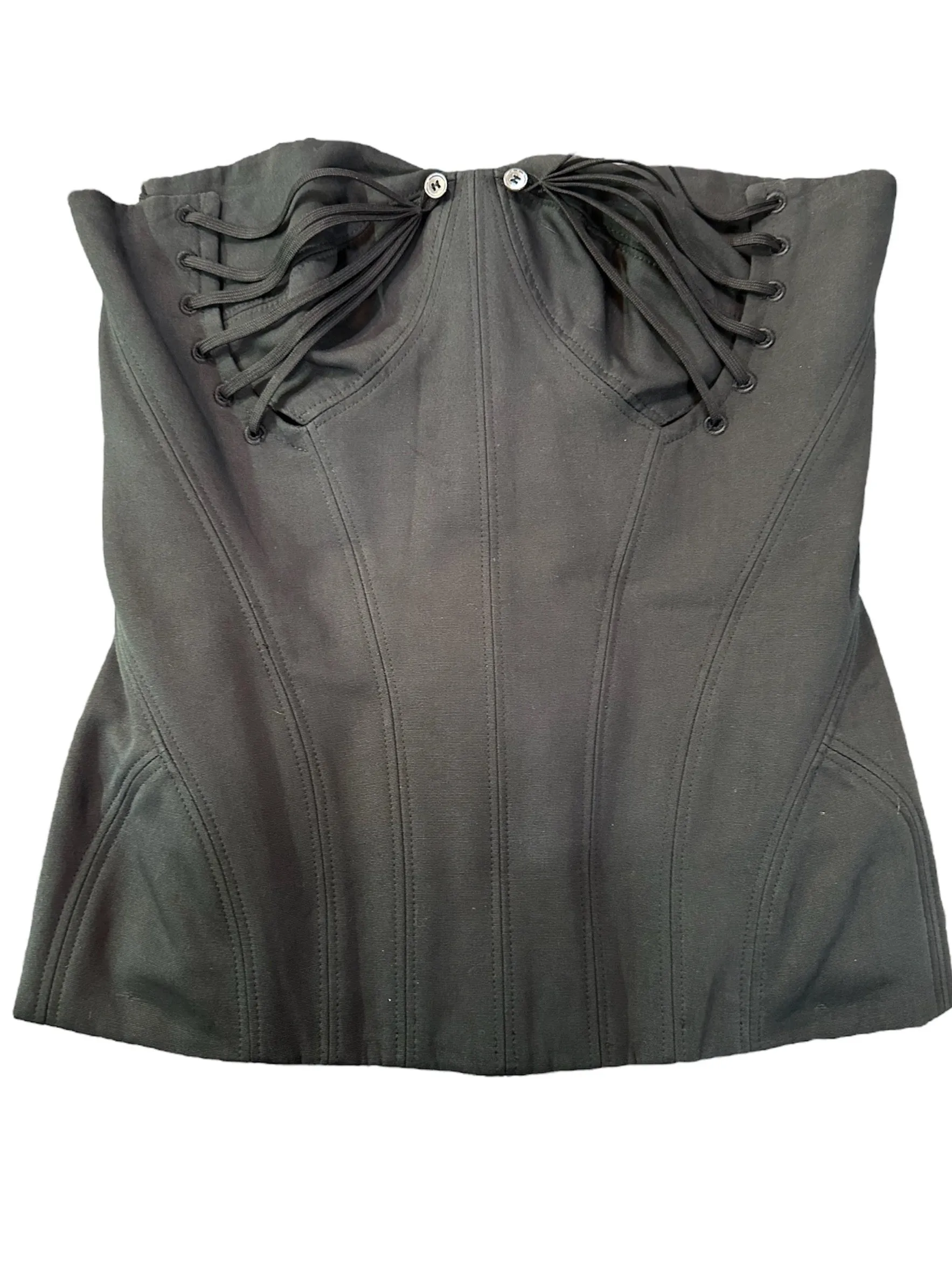 Alexander McQueen 2002 - Lifetime- Black Cotton Corseted Ensemble