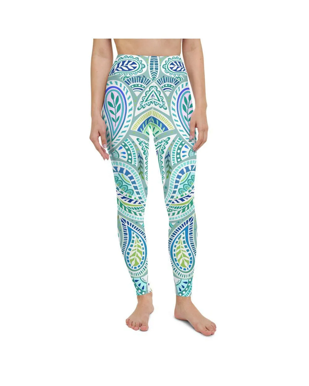 Blue and Green Paisley Yoga Pants