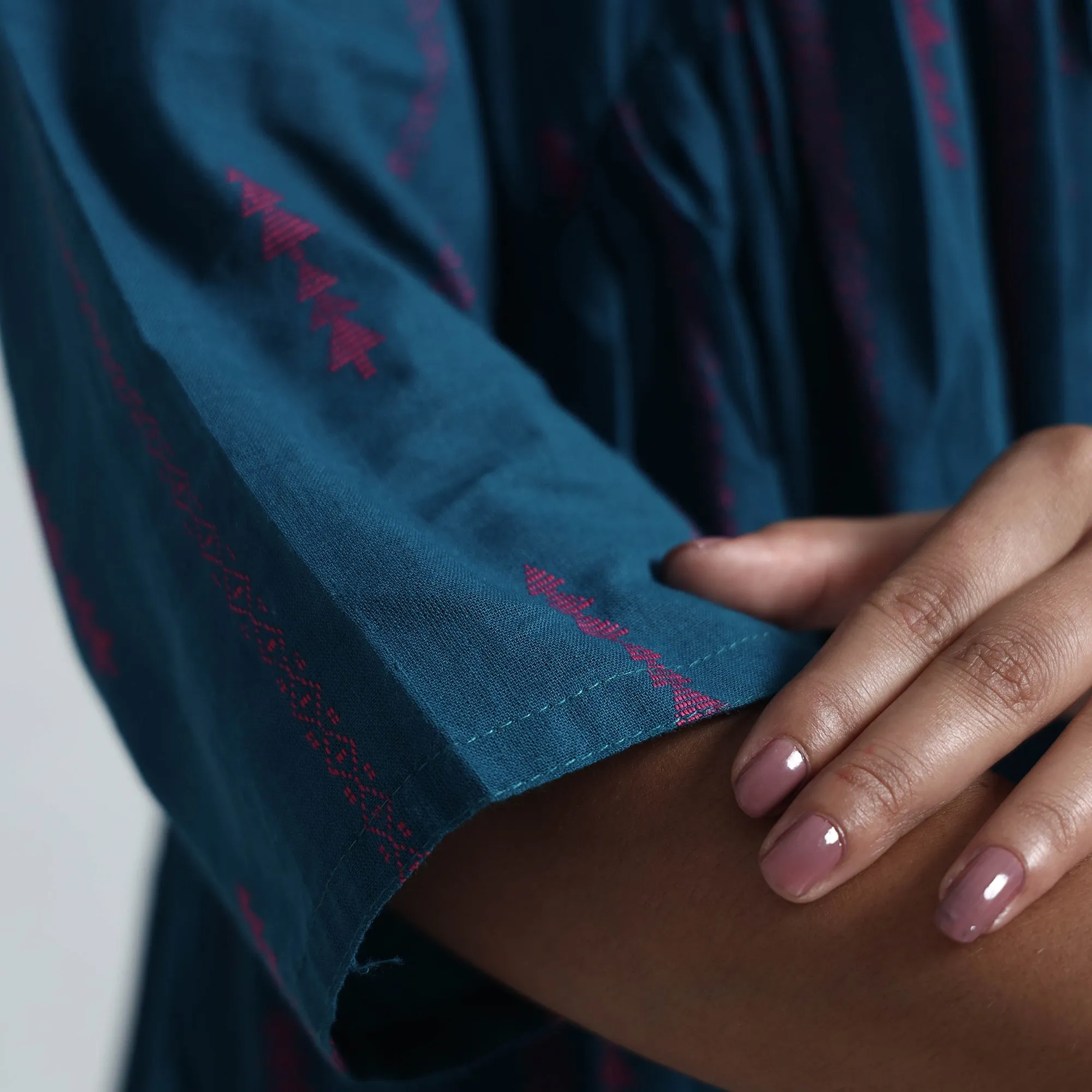 Blue - Exquisite Jacquard Cotton Dress