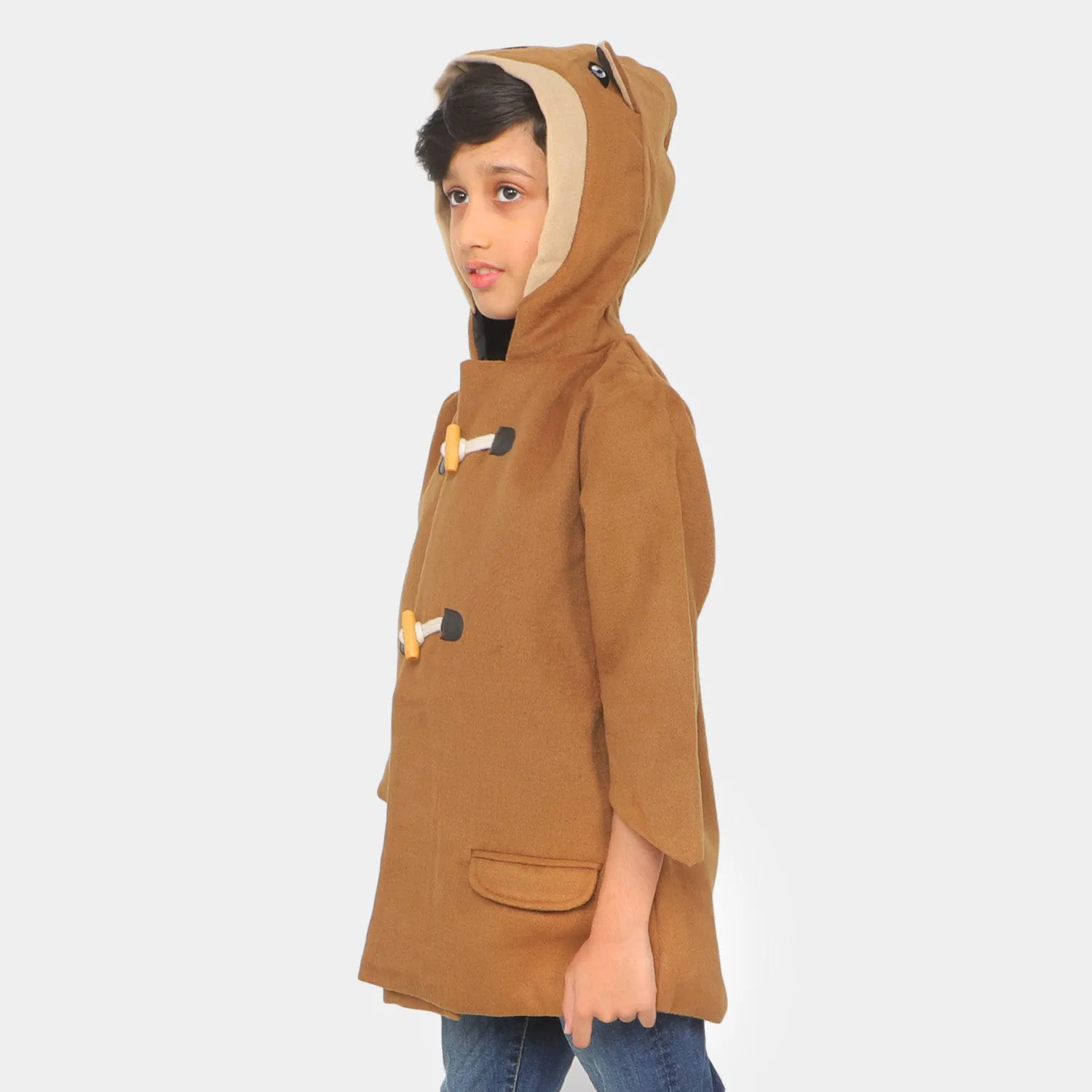 Boys Woolen Trench Coat - BROWN