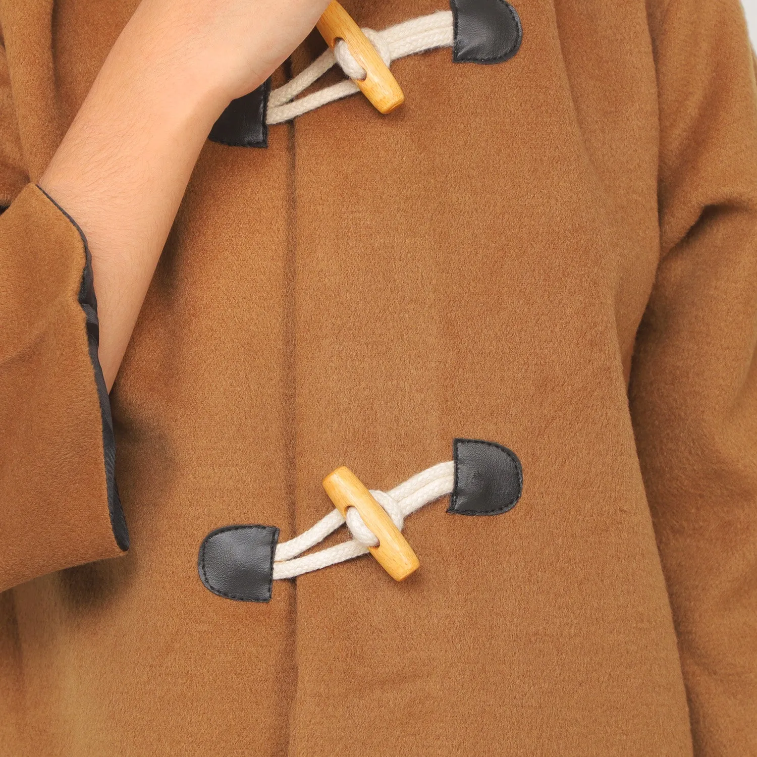 Boys Woolen Trench Coat - BROWN