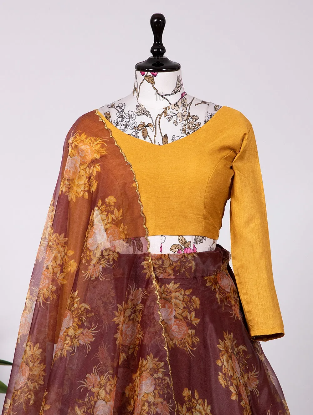 Captivating Maroon Floral Lehenga Choli Set - Organza & Beglory Fabric