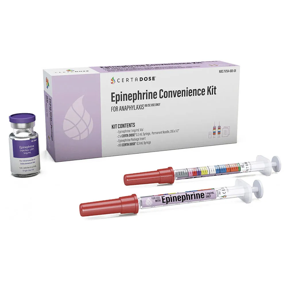 Certa Dose Epinephrine Convenience Kit, 1mL Vial, 2 Syringes