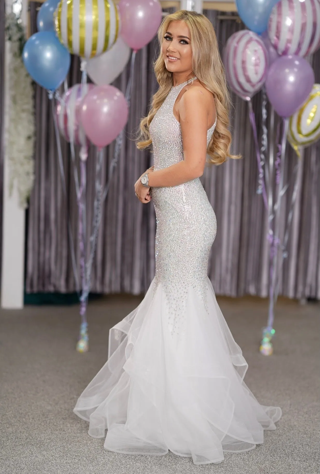 Chelsea diamanté fishtail mermaid prom dress by Tiffanys