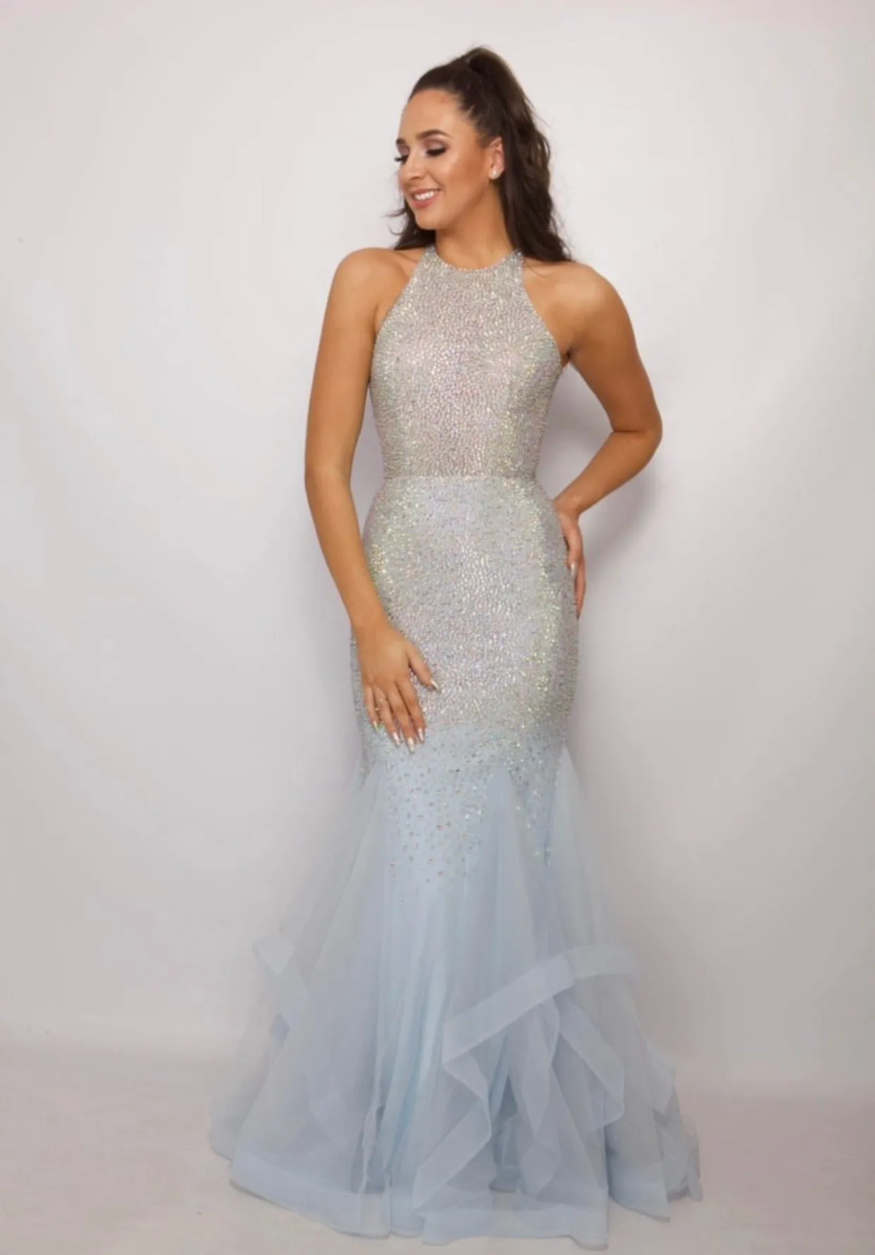 Chelsea diamanté fishtail mermaid prom dress by Tiffanys