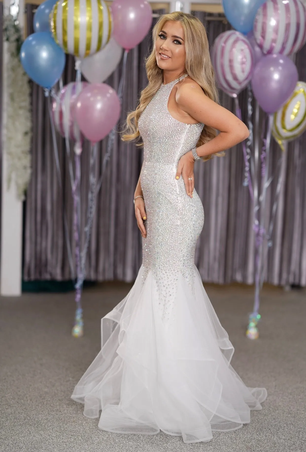 Chelsea diamanté fishtail mermaid prom dress by Tiffanys