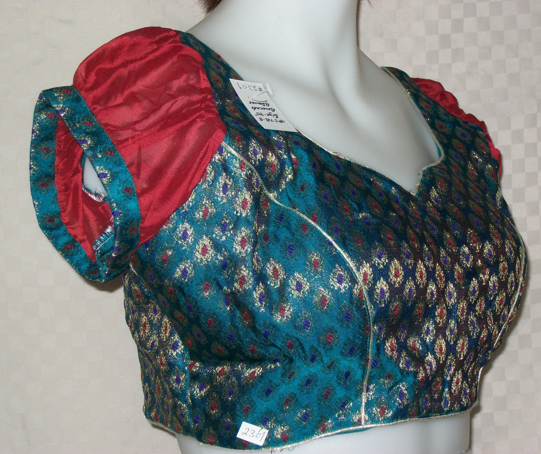 Choli 2301 Green Brocade Saree Blouse Medium Size Shieno Sarees