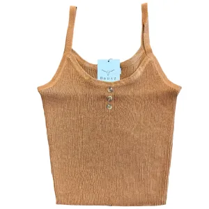 Copper Button Knit Top