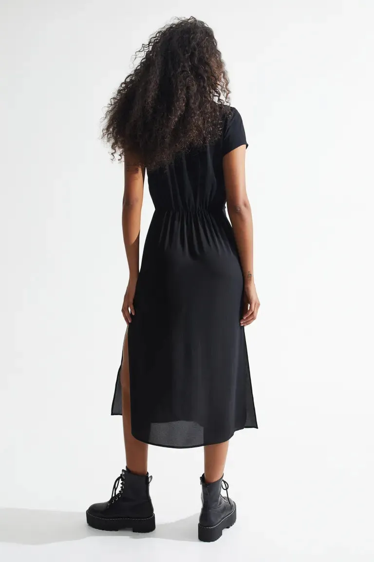 Crepe dress with buttons H&M, black