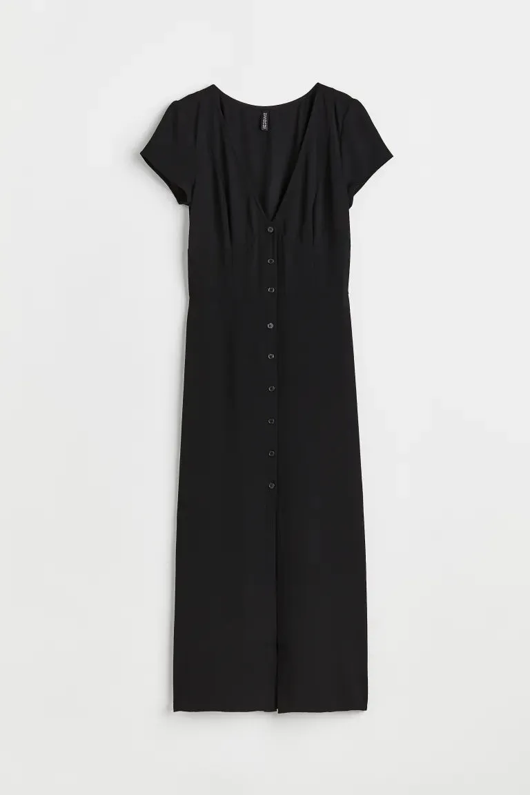 Crepe dress with buttons H&M, black