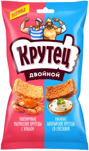 Croutons double krutets with crab and sour cream flavor, 100g