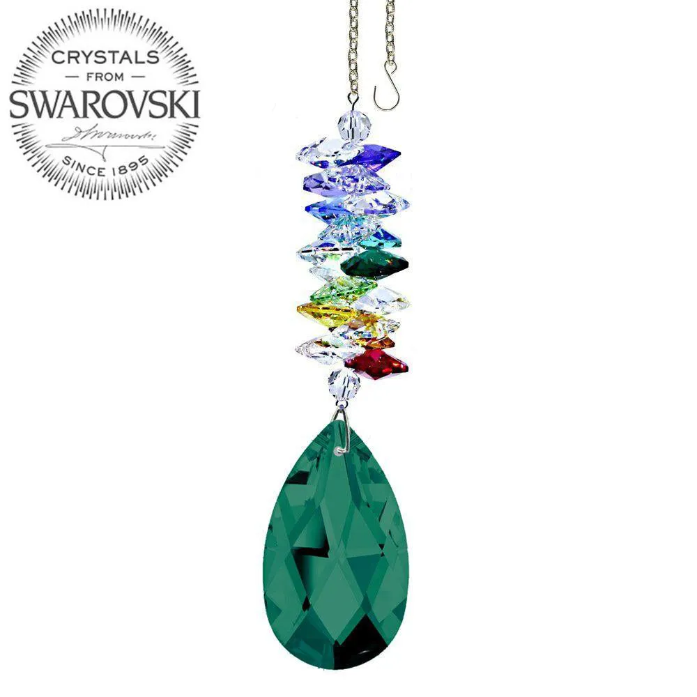 Crystal Ornament Emerald Crystal Almond Prism Colorful Swarovski Crystals 5-inch