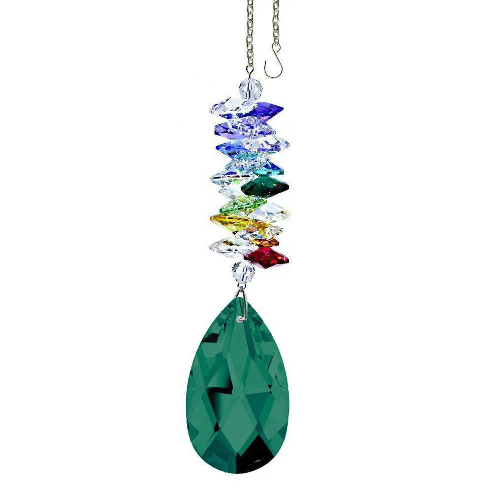 Crystal Ornament Emerald Crystal Almond Prism Colorful Swarovski Crystals 5-inch