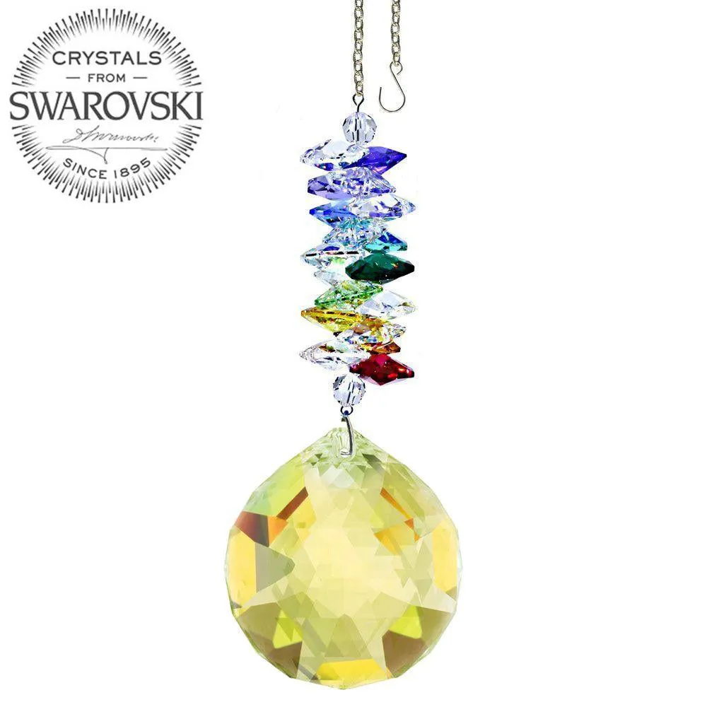 Crystal Ornament Light Topaz Crystal Ball Prism Colorful Swarovski Crystals 4-/12-inch