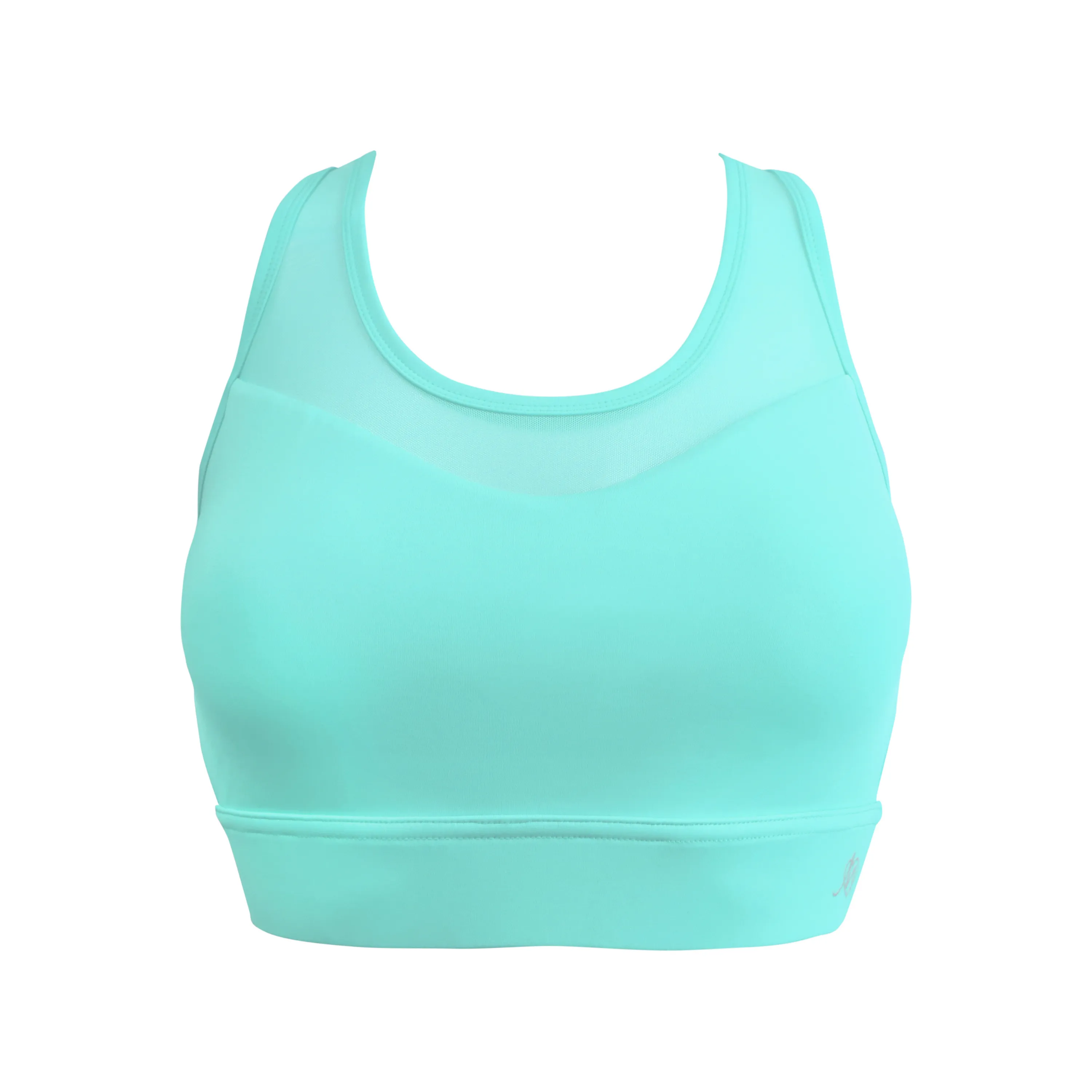 Energy Mesh Insert Crop Top Bra In Aqua - Pour Moi