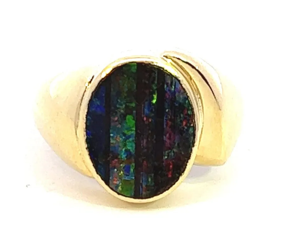 Exquisite Unisex 18ct Gold Boulder Opal Ring