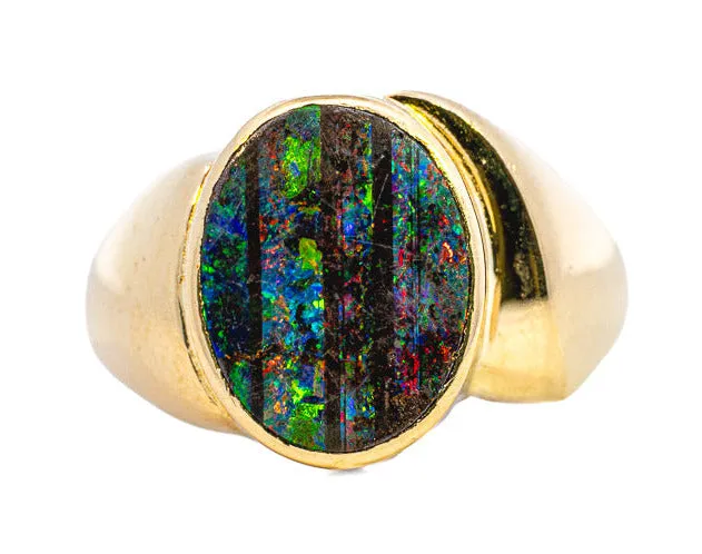 Exquisite Unisex 18ct Gold Boulder Opal Ring