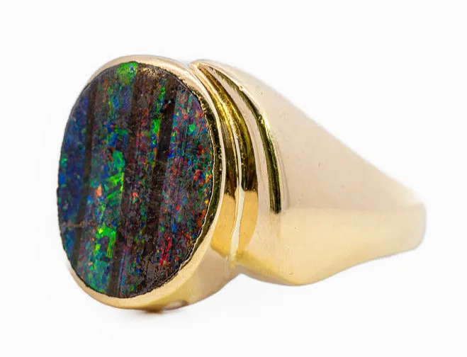 Exquisite Unisex 18ct Gold Boulder Opal Ring