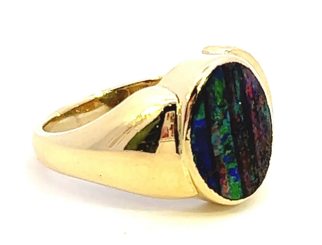 Exquisite Unisex 18ct Gold Boulder Opal Ring