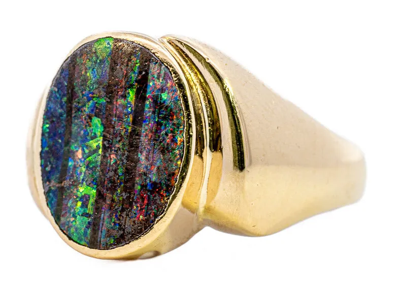 Exquisite Unisex 18ct Gold Boulder Opal Ring