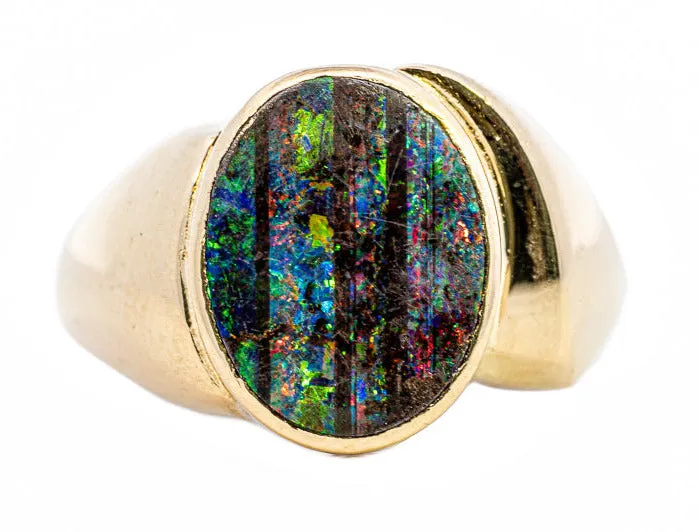 Exquisite Unisex 18ct Gold Boulder Opal Ring