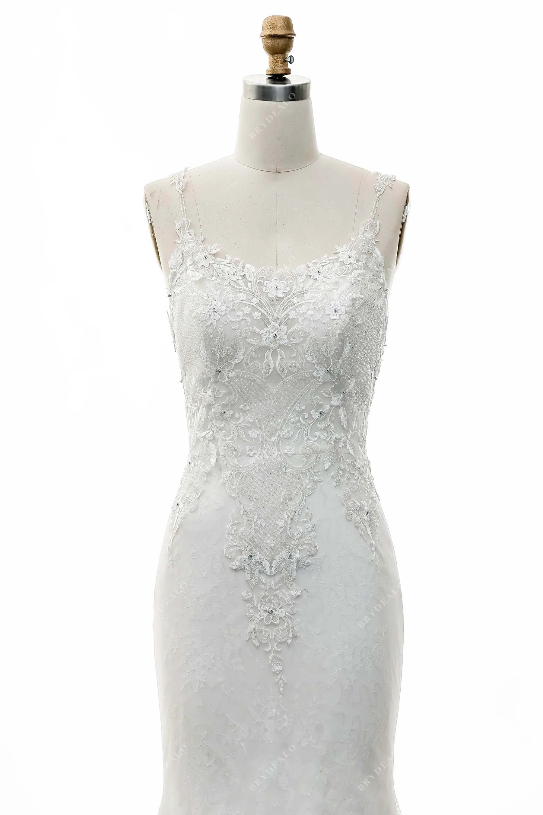 Fashion Shimmering Lace Scoop Neck Mermaid Wedding Dress