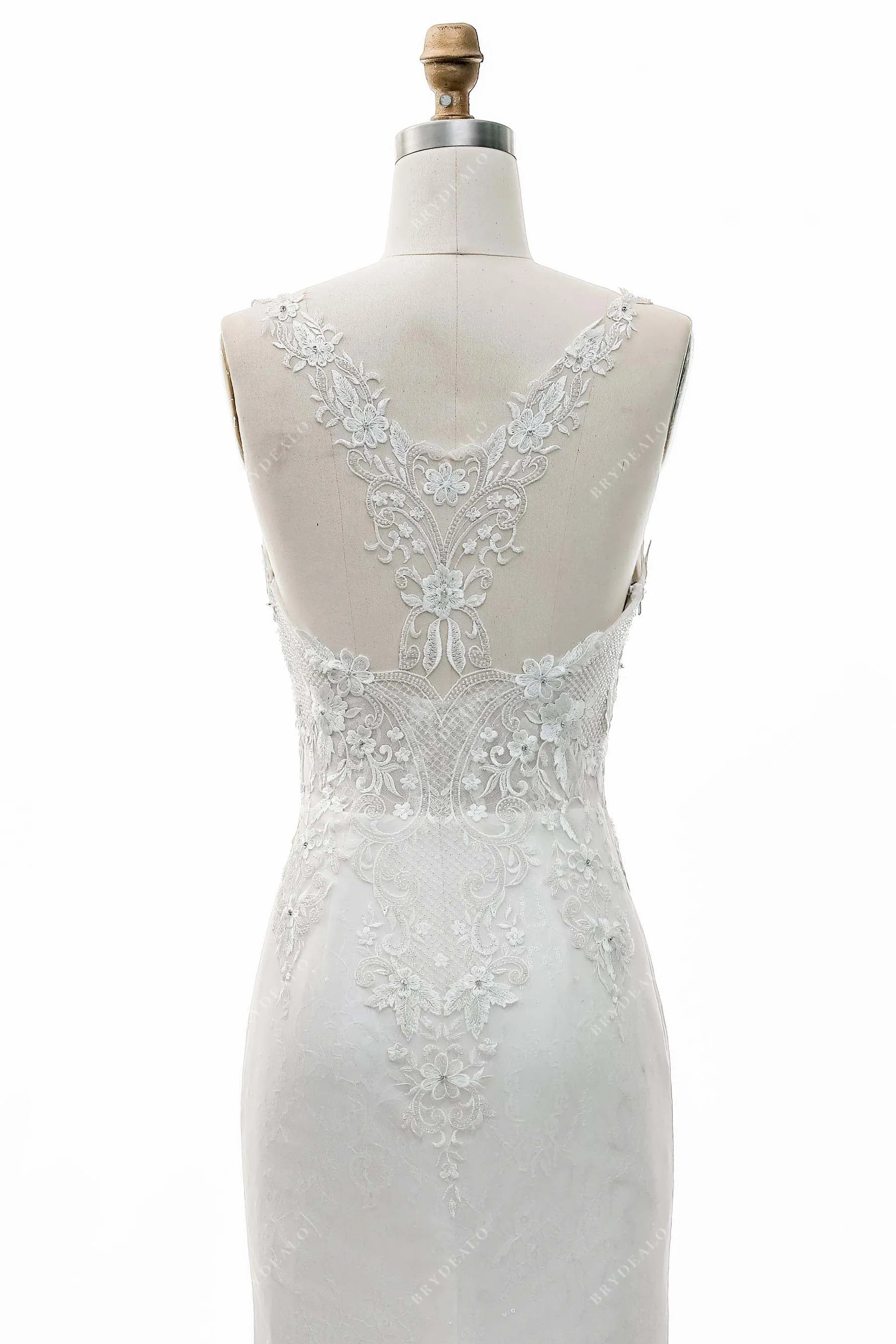 Fashion Shimmering Lace Scoop Neck Mermaid Wedding Dress