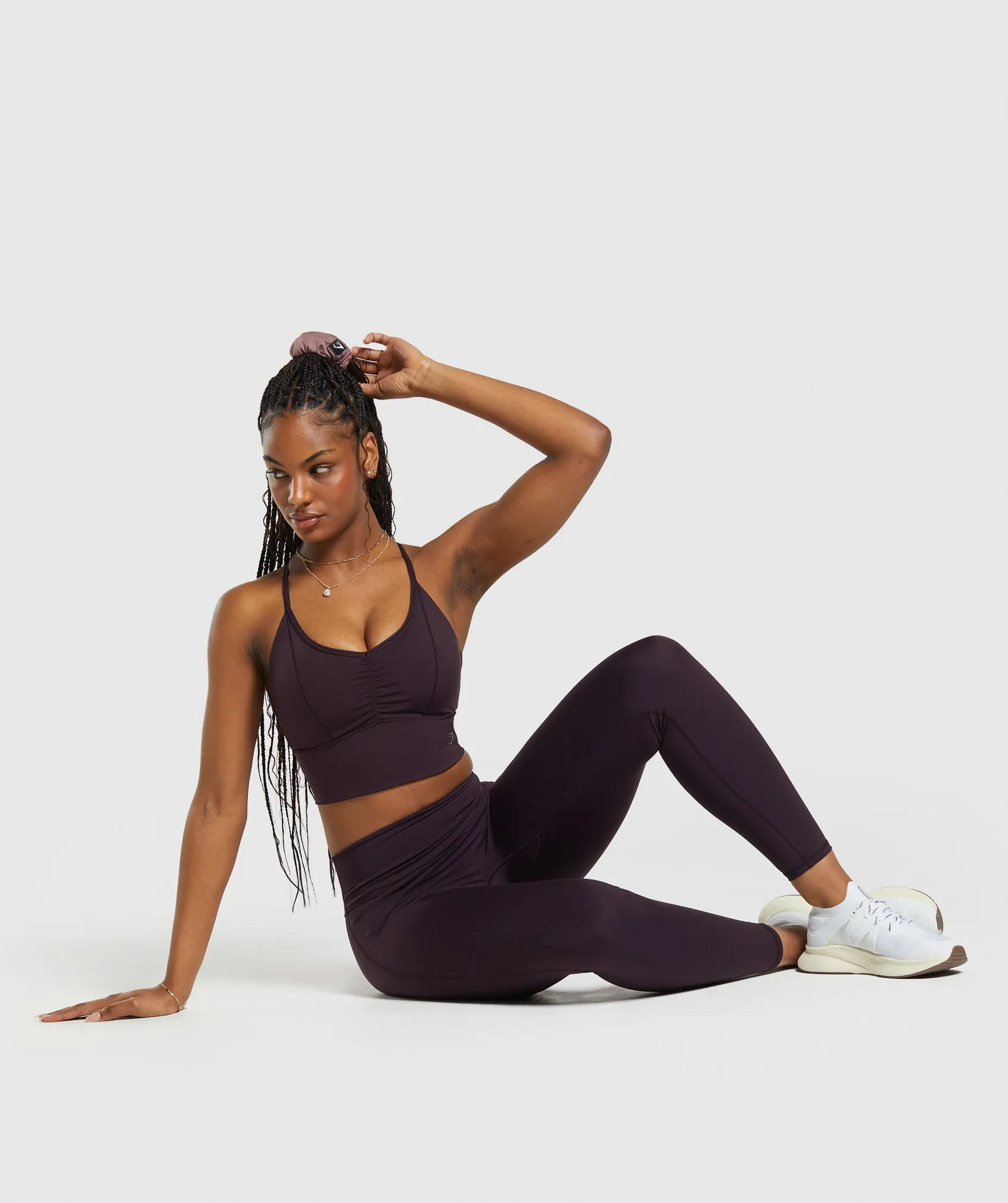 Gymshark Elevate Longline Sports Bra - Plum Brown