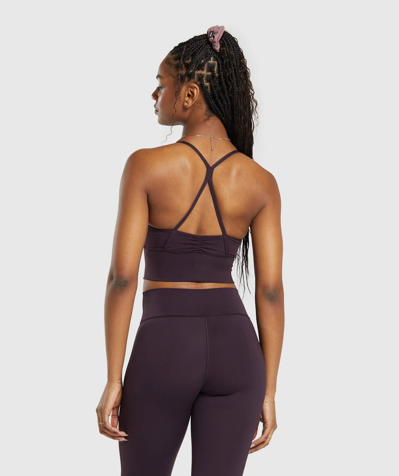 Gymshark Elevate Longline Sports Bra - Plum Brown