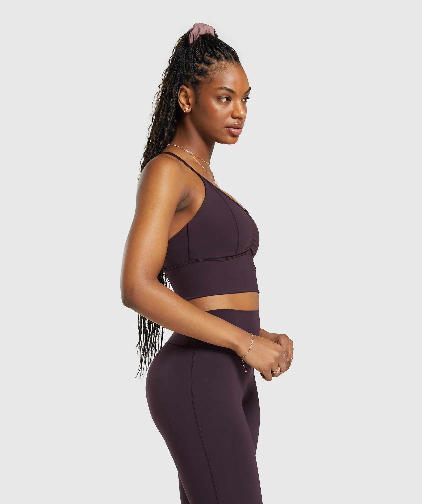 Gymshark Elevate Longline Sports Bra - Plum Brown