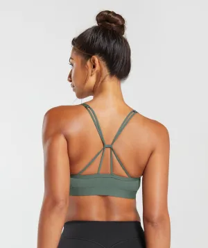 Gymshark Ruched Strappy Sports Bra - Unit Green