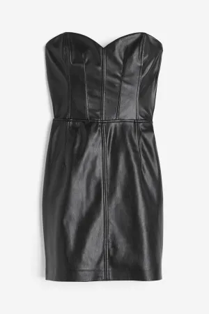 H&M Coated Corset-style dress, black