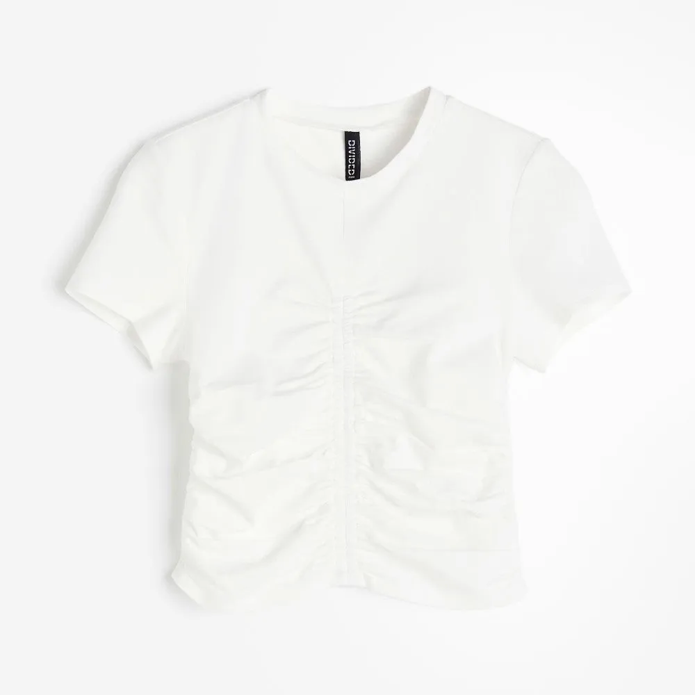 H&M Gathered Jersey top, cream