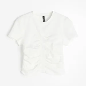 H&M Gathered Jersey top, cream