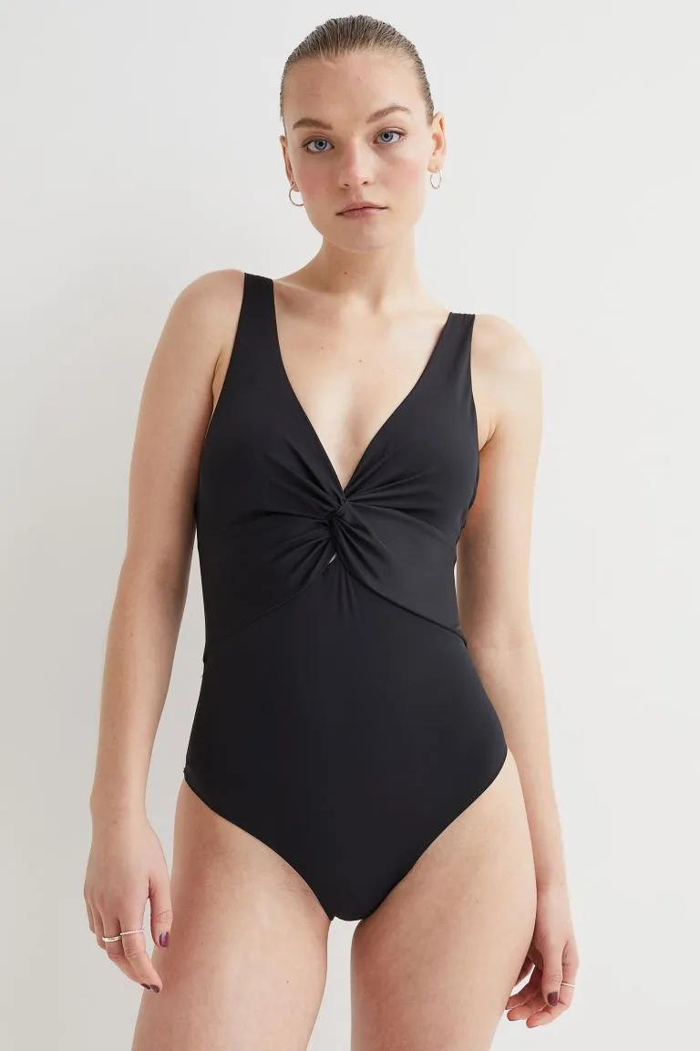 H&M modeling swimsuit, black