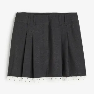 H&M Pleated Mini Skirt, dark gray