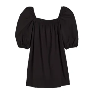 H&M Puff-sleeved Cotton dress, black