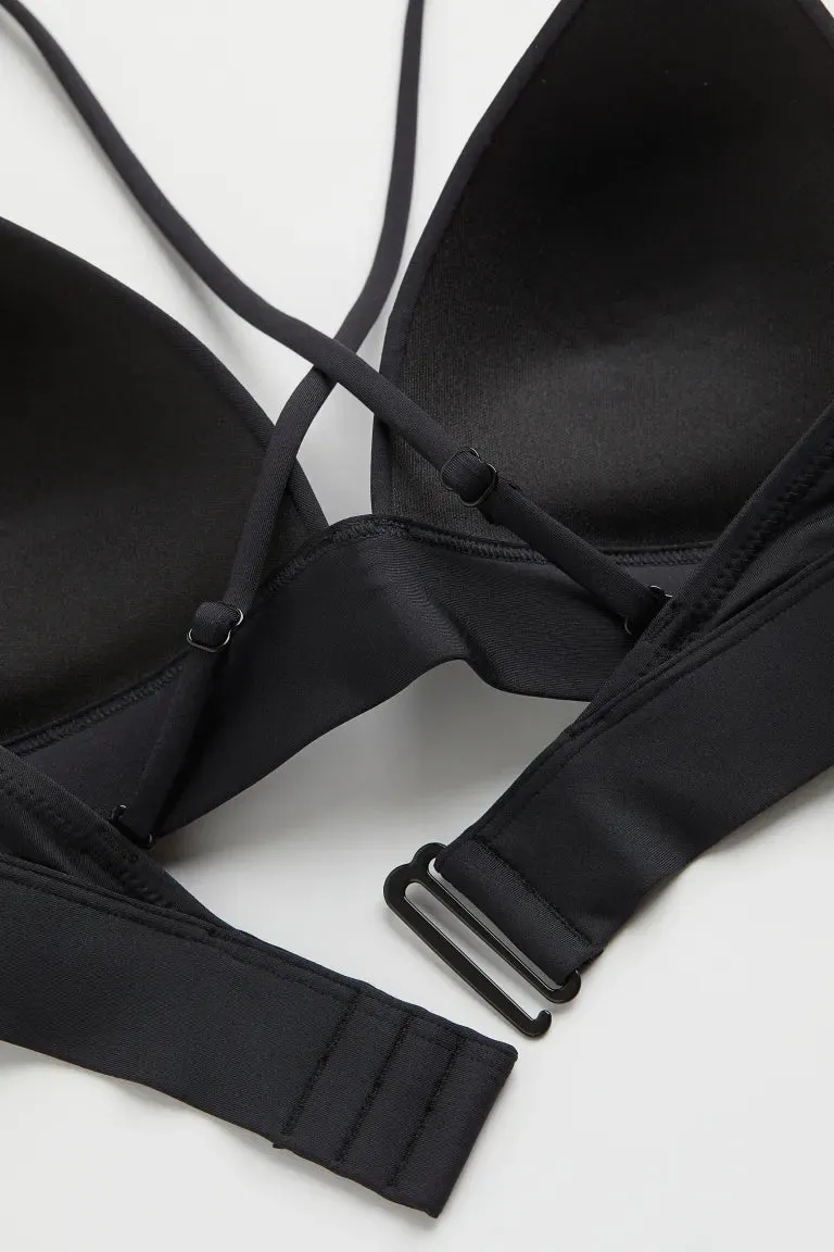 H&M push-up bikini top, black