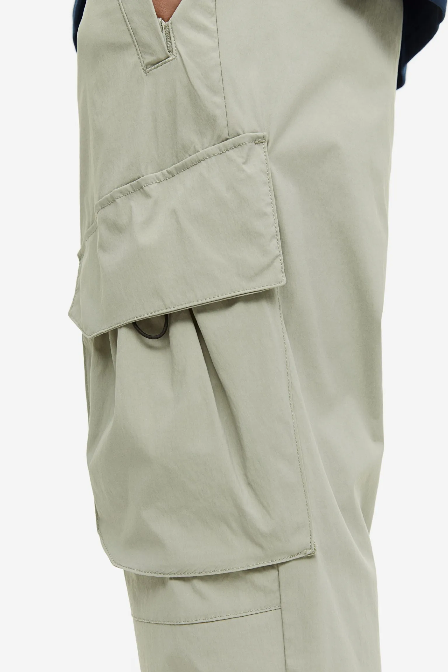 H&M Relaxed Fit Nylon Cargo Pants, light green