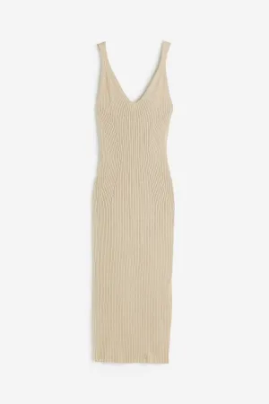 H&M Rib-knit Bodycon dress, beige