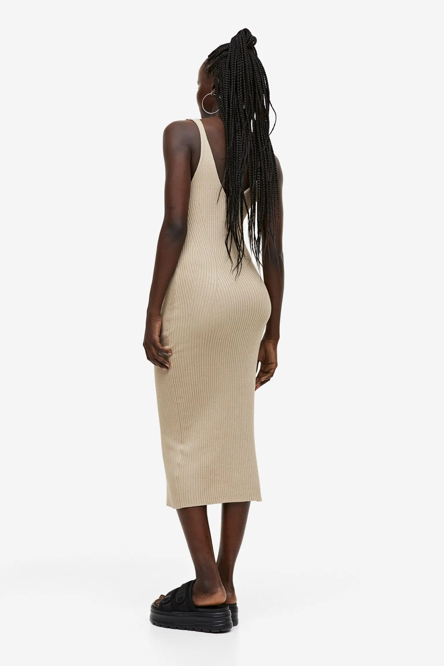 H&M Rib-knit Bodycon dress, beige