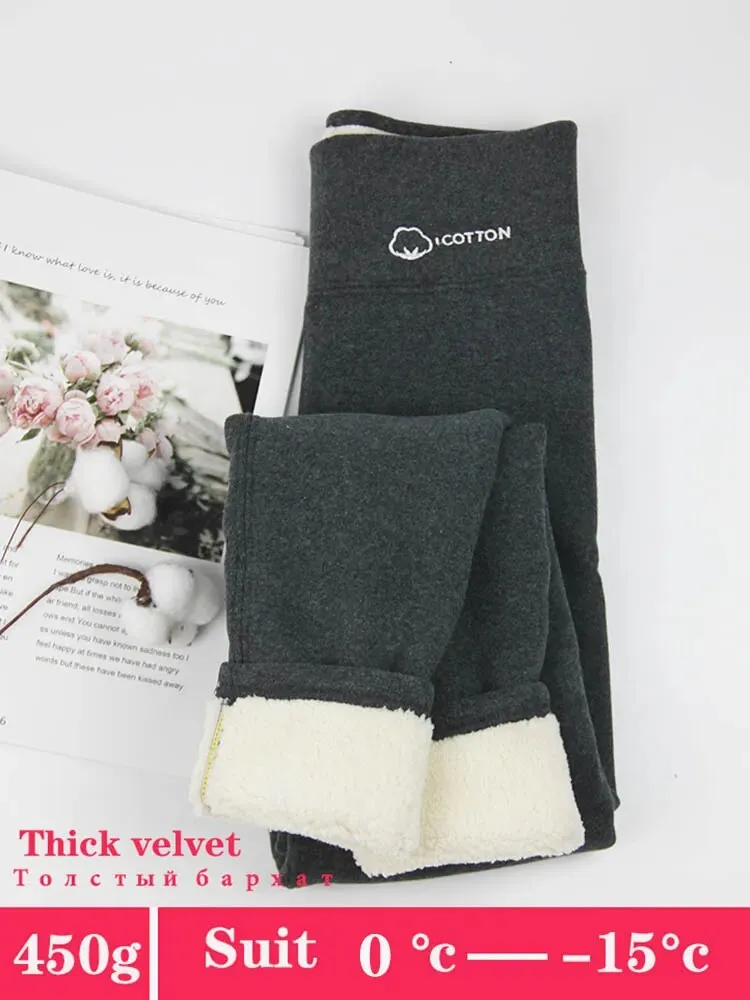 High waist Winter Lamb Cashmere Warm leggings with Fleece for Women