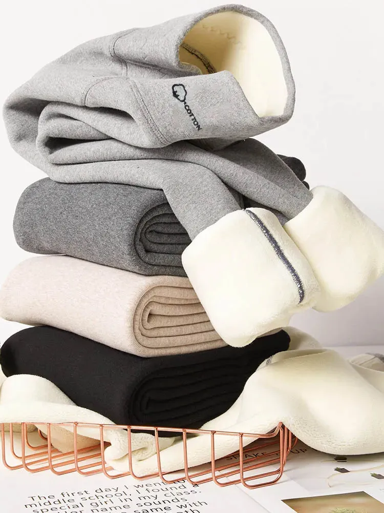 High waist Winter Lamb Cashmere Warm leggings with Fleece for Women