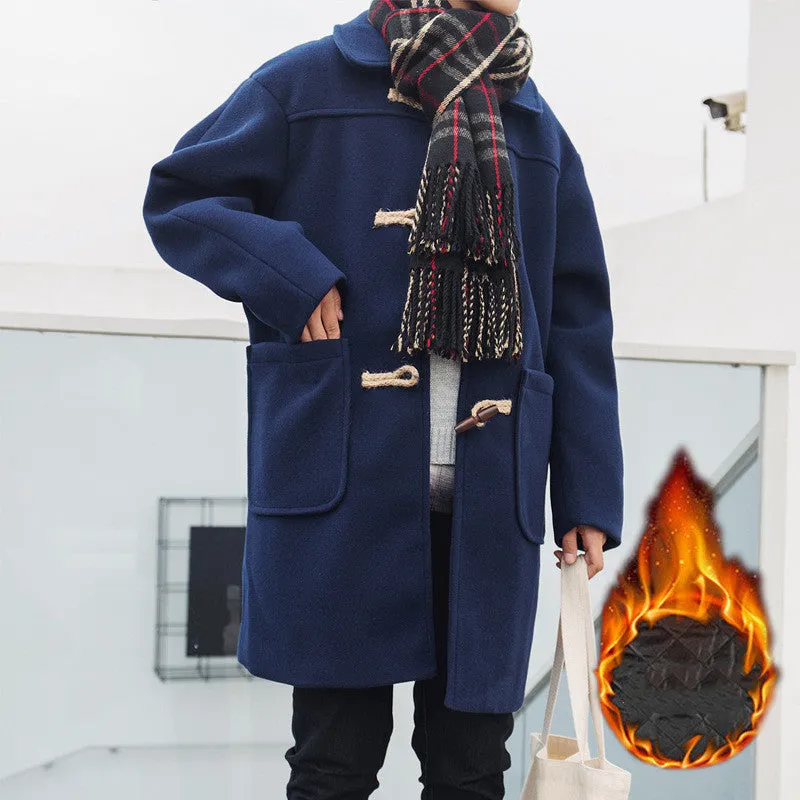 Horn Button Mid-length Men's Woolen Coat