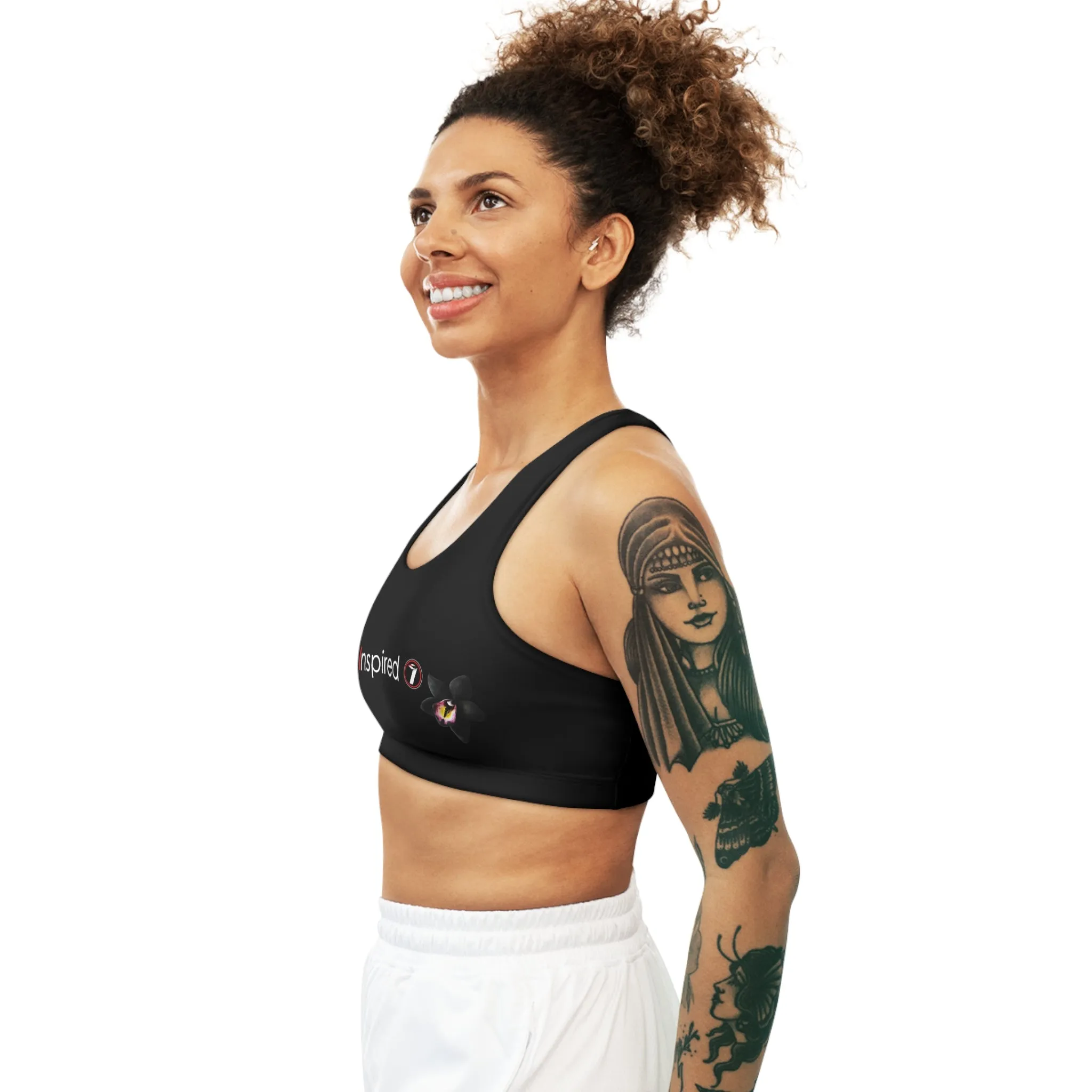 Inspire Wear Black Orchid Seamless Sports Bra (AOP)