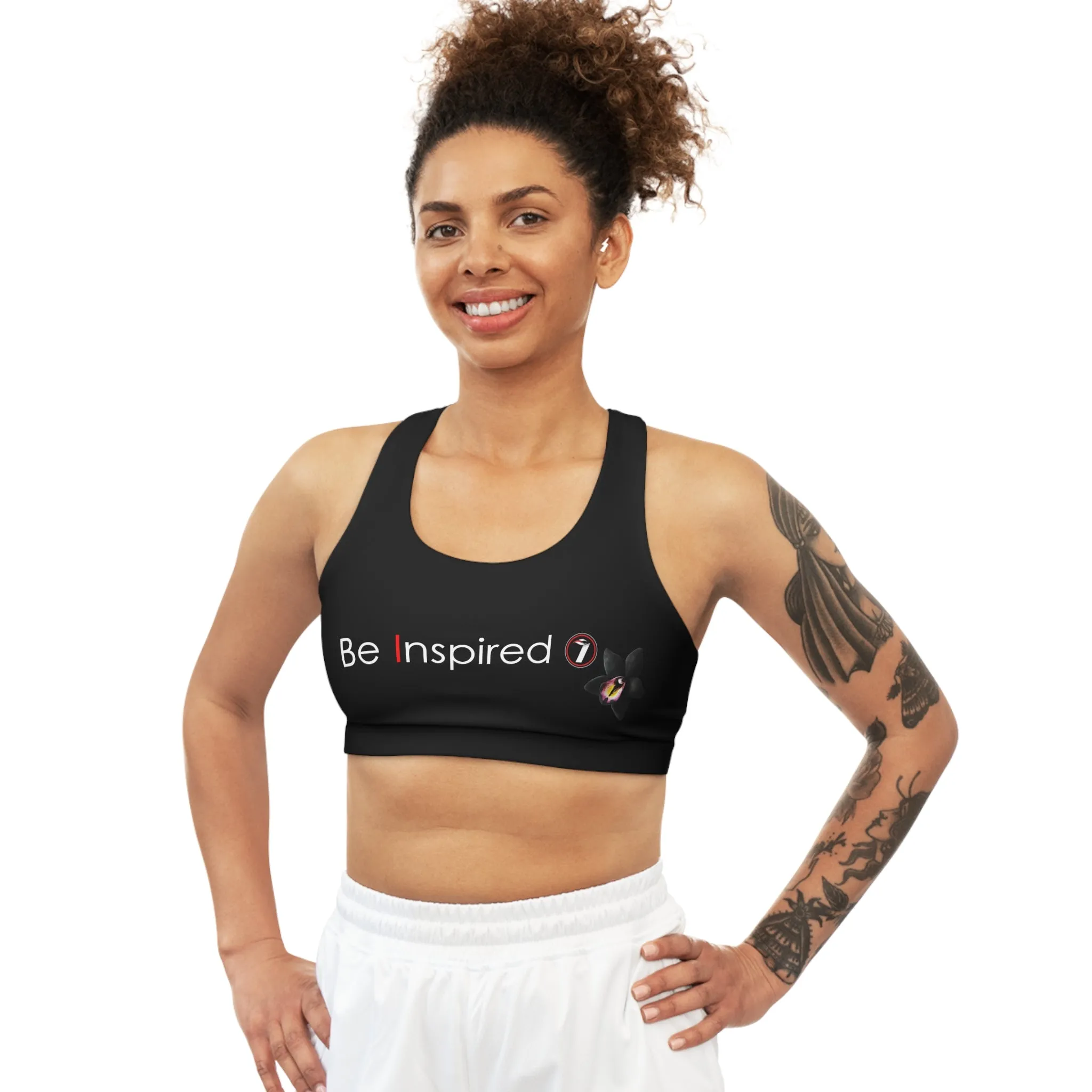 Inspire Wear Black Orchid Seamless Sports Bra (AOP)