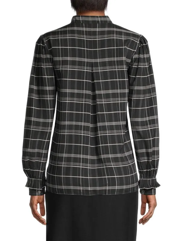 Kobi Halperin Rosemary Plaid Blouse, Black