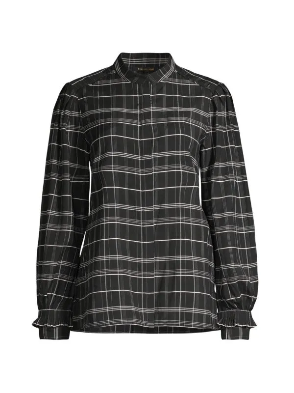 Kobi Halperin Rosemary Plaid Blouse, Black