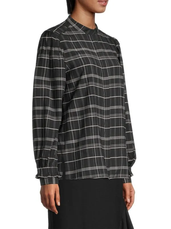 Kobi Halperin Rosemary Plaid Blouse, Black